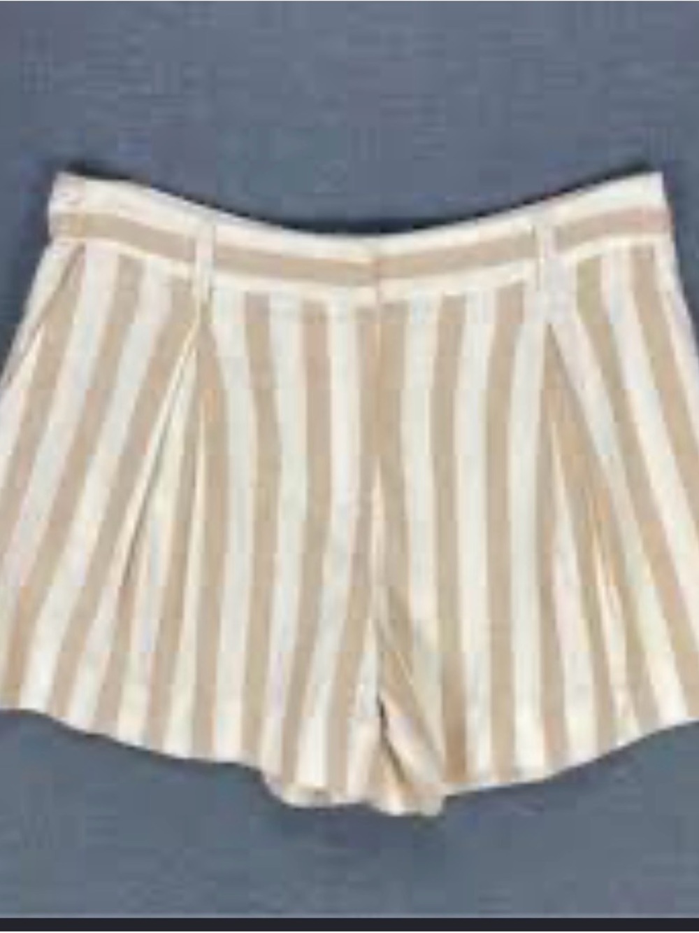 Draper James Cream and Tan Striped High-Waist Pleated Shorts